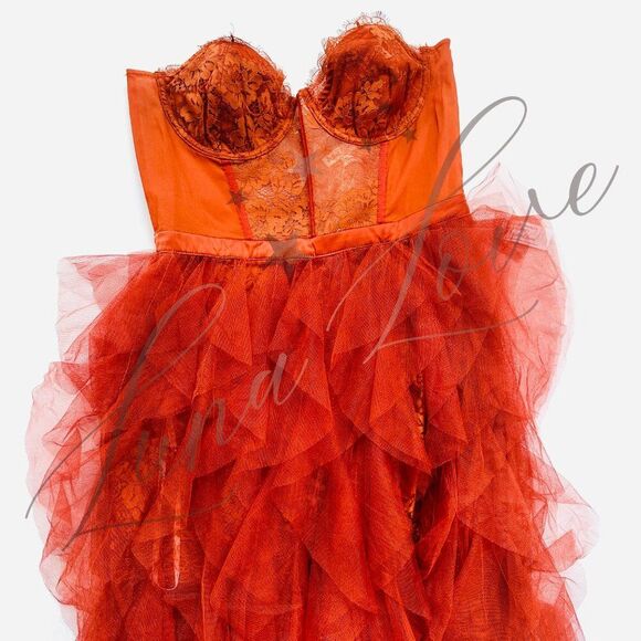 FOR LOVE & LEMONS Bustier Gown/Dress In Rust NWT - Picture 5 of 13